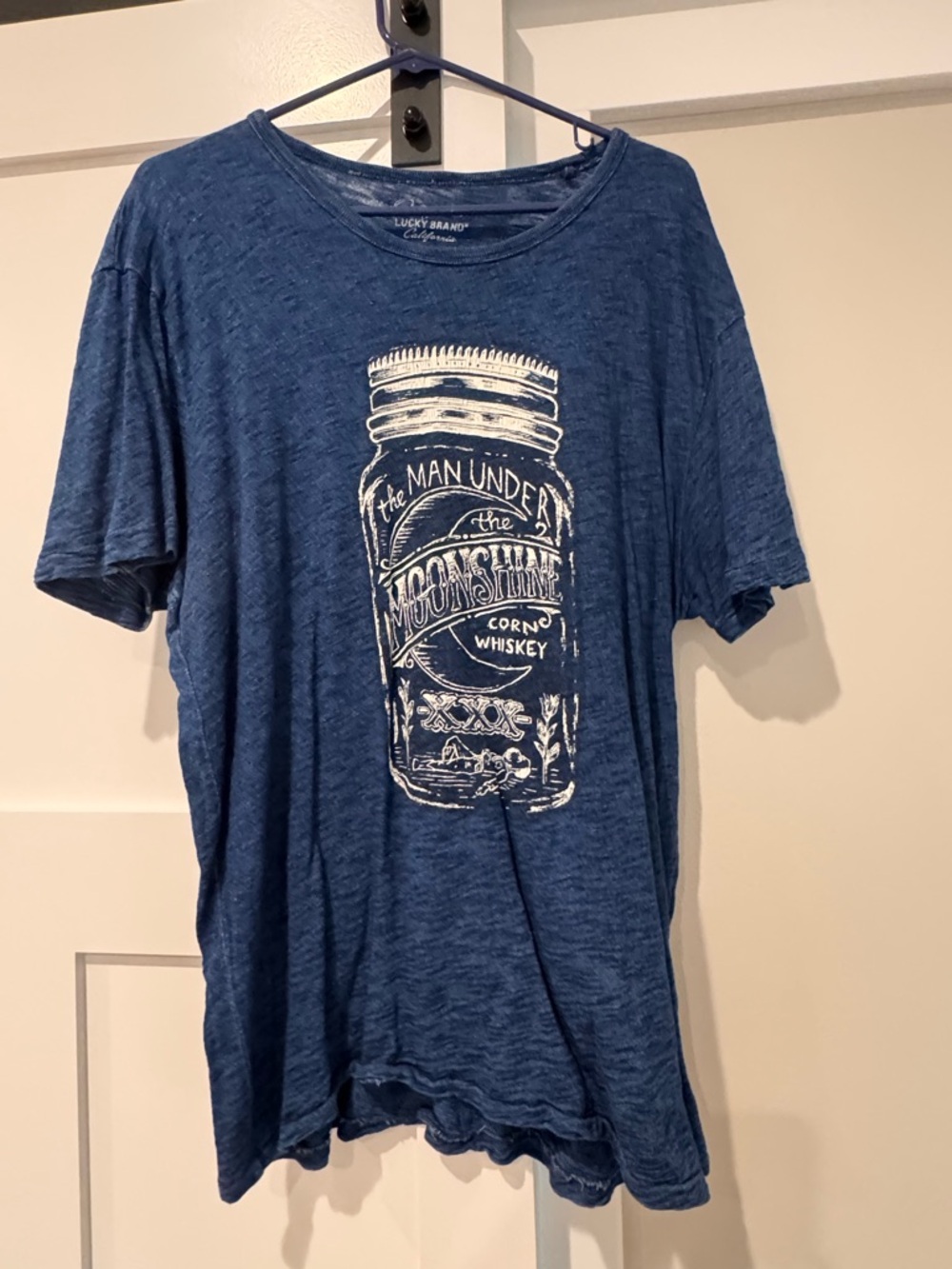 Lucky Brand Blue Short-Sleeve Graphic Tee with White Mason Jar Print
